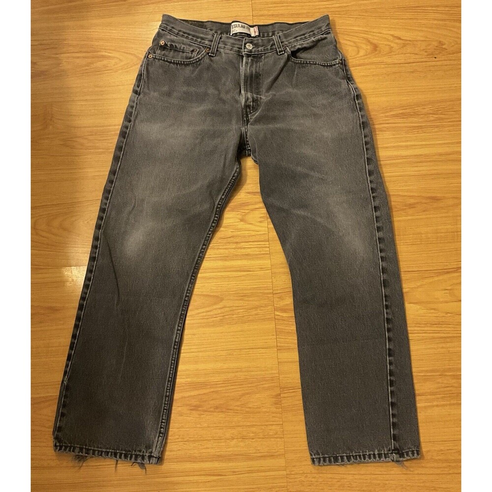 VTG LEVI'S Men's 505 Reg Fit Straight Leg 34 x 30 Blk Denim Jeans